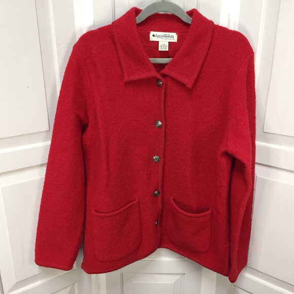 Appleseed's Jackets & Blazers - Appleseed's Red Wool Button Down Jacket